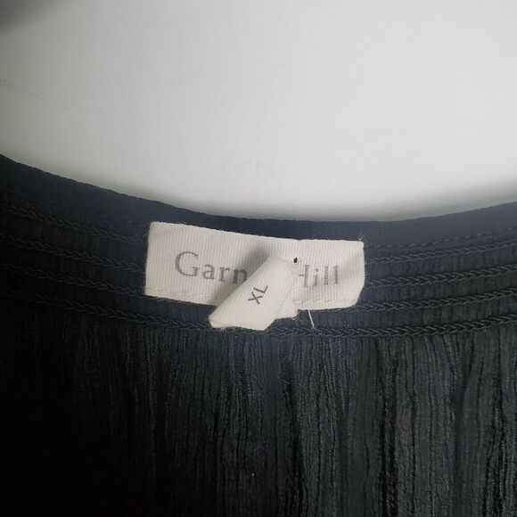Garnet Hill Black Silk Sheer Textured Blouse Size XL - Picture 7 of 8